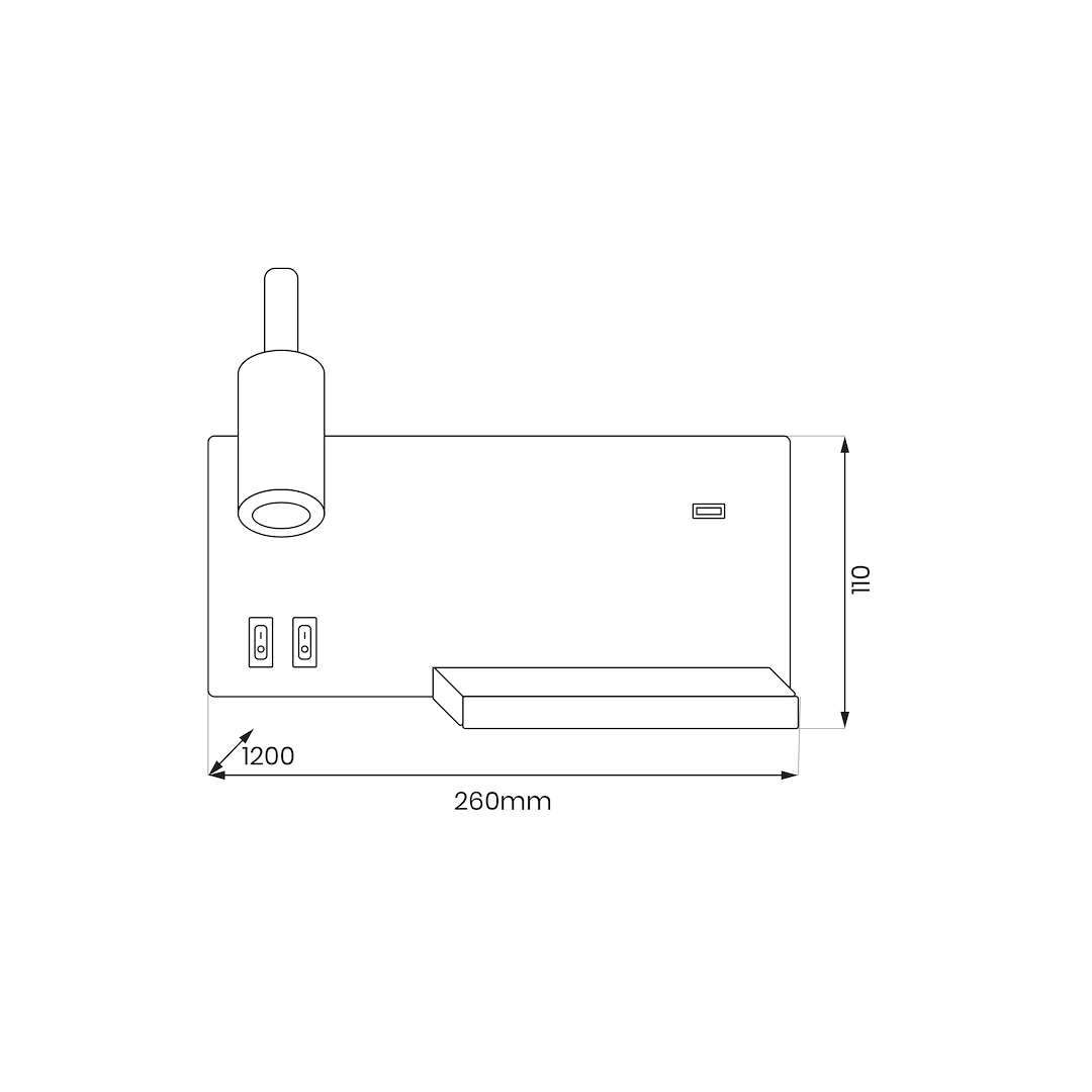 Aplica LED Shelf White Premium Reglabil cu Port USB si Suport