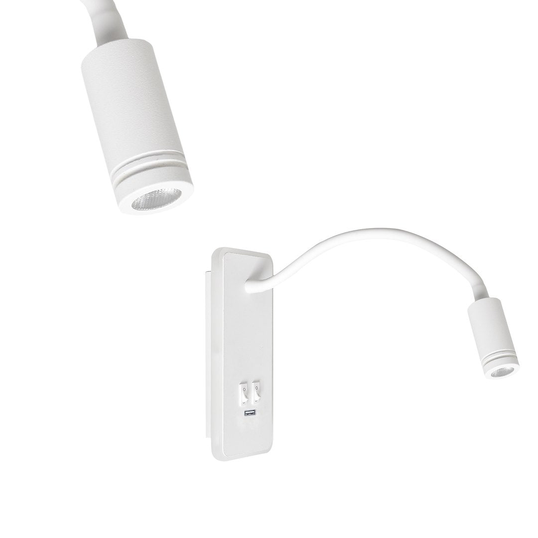 Aplica LED Base White Premium Reglabil cu Port USB 20 x 9 CM