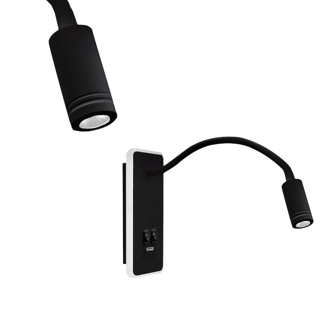 Aplica LED Base Black Premium Reglabil cu Port USB 20 x 9 CM