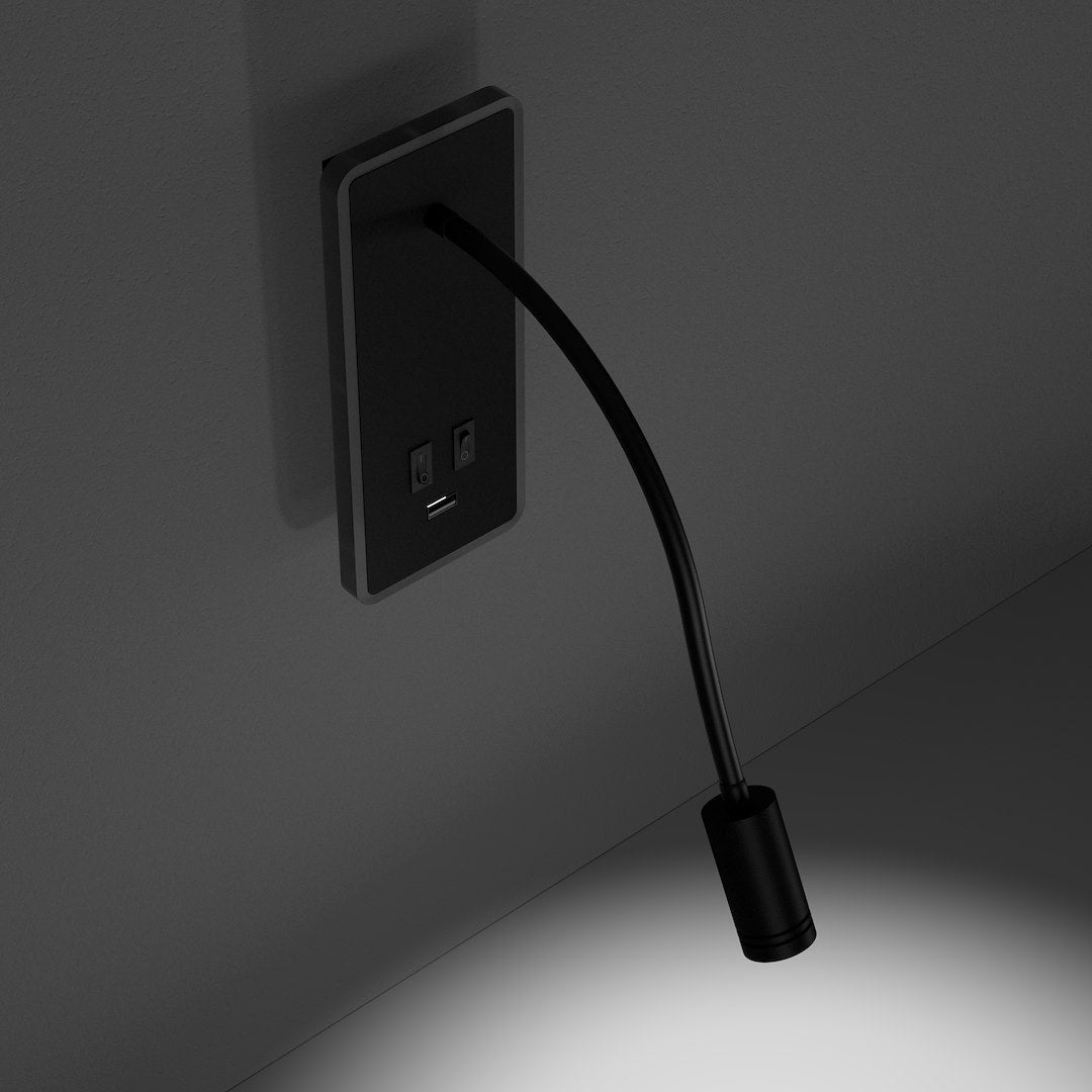 Aplica LED Base Black Premium Reglabil cu Port USB 20 x 9 CM