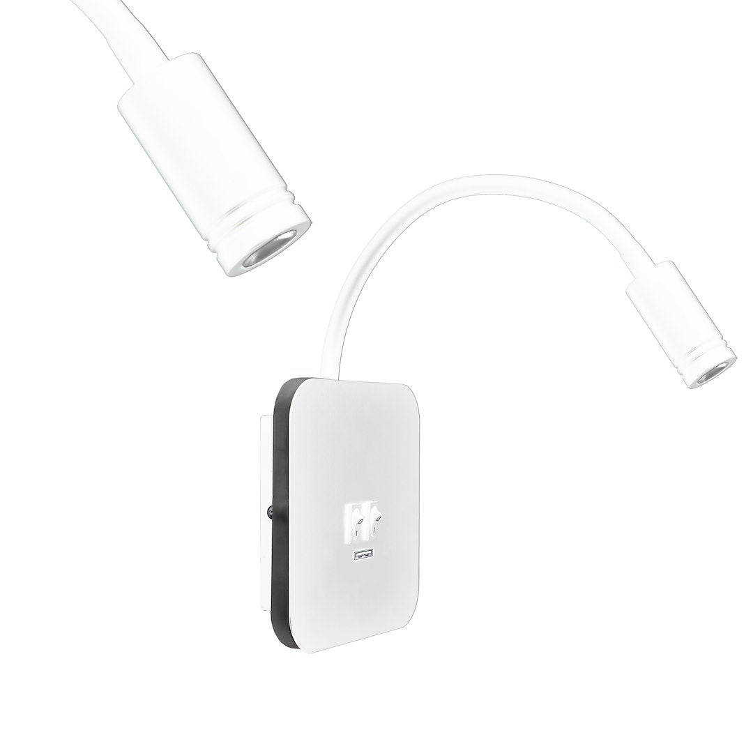 Aplica LED Base White Premium Reglabil cu Port USB 14 x 14 CM
