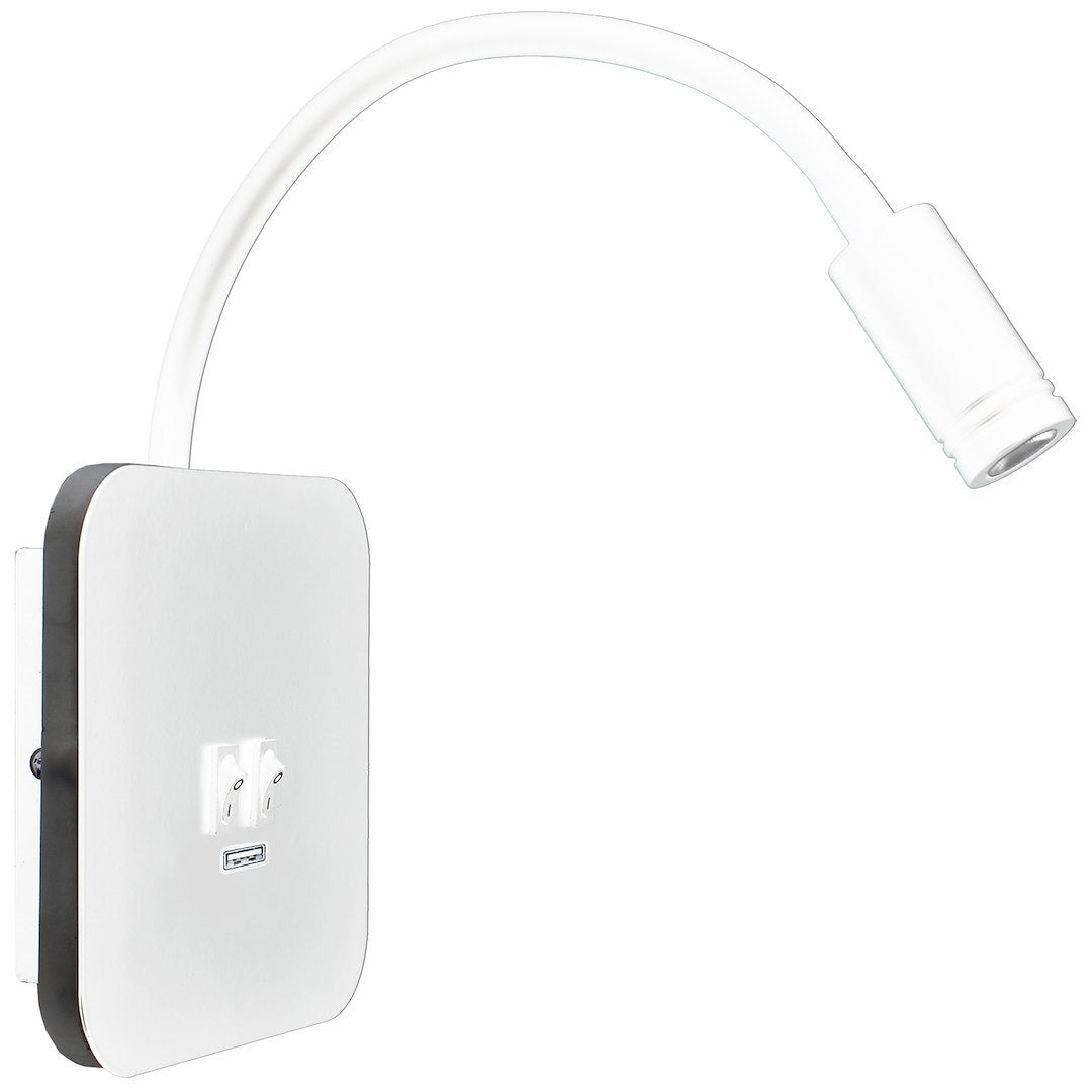Aplica LED Base White Premium Reglabil cu Port USB 14 x 14 CM