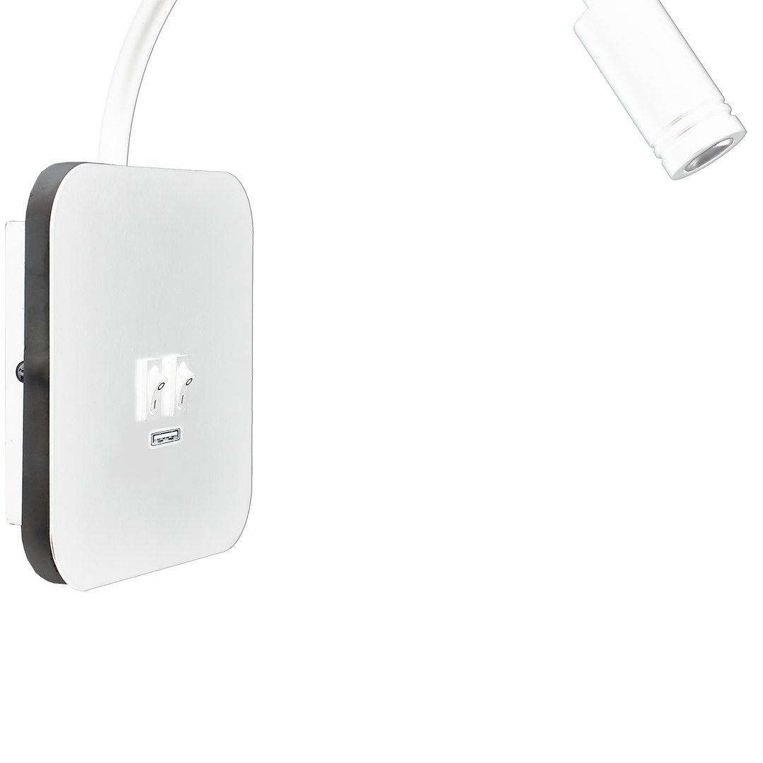 Aplica LED Base White Premium Reglabil cu Port USB 14 x 14 CM