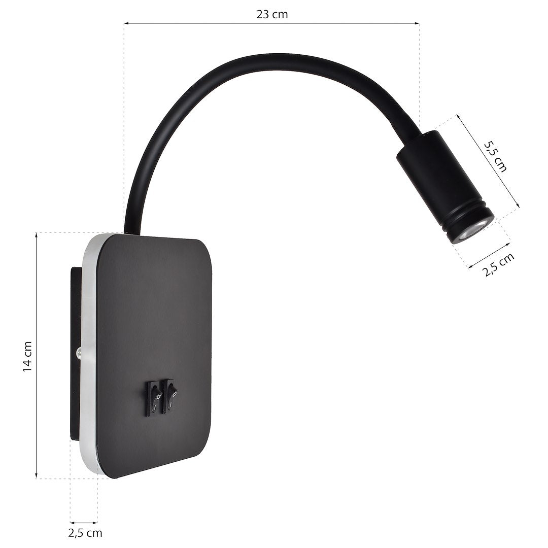 Aplica LED Base Black Premium Reglabil cu Port USB 14 x 14 CM