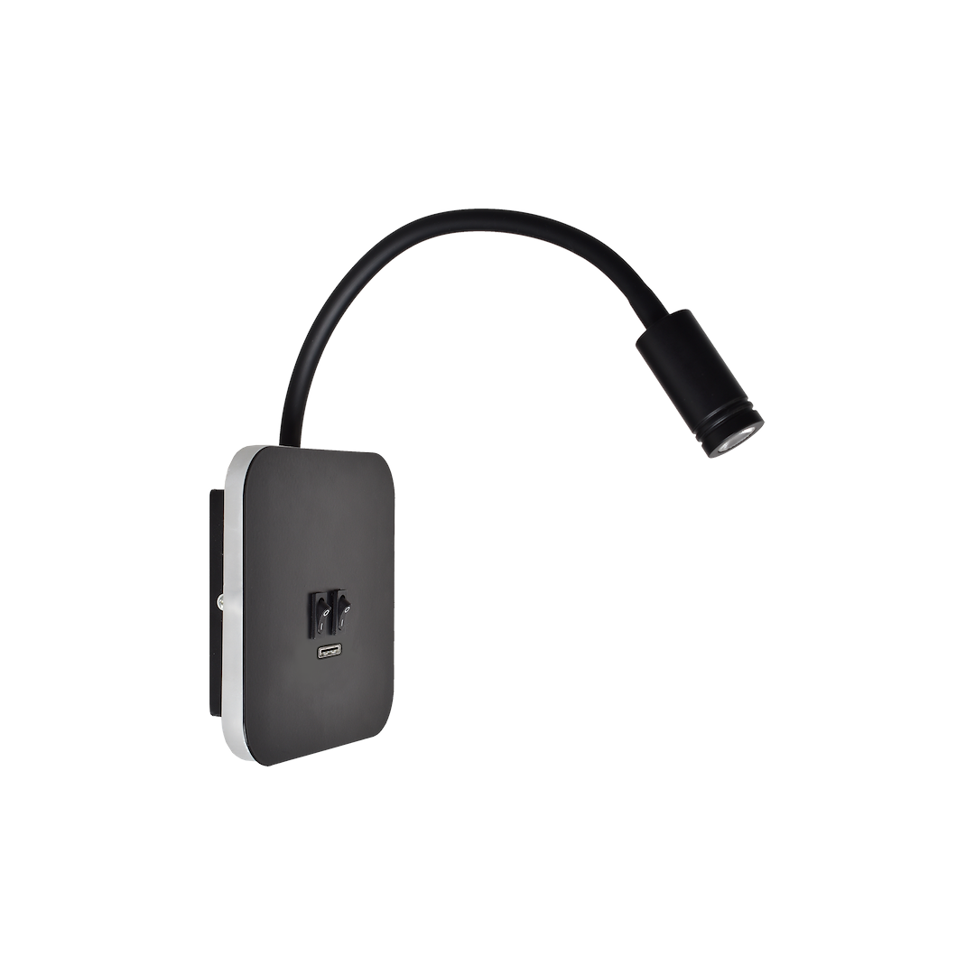 Aplica LED Base Black Premium Reglabil cu Port USB 14 x 14 CM