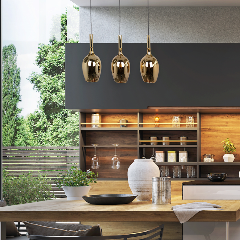 Lustra Suspendata Lugano Black & Gold Premium 3xE14