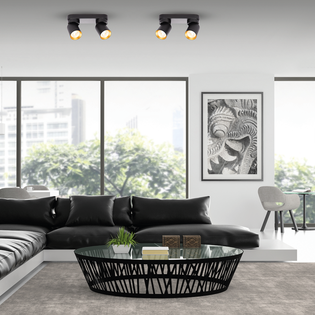Lustra Andy Black & Gold Premium cu 2 Spoturi Reglabile