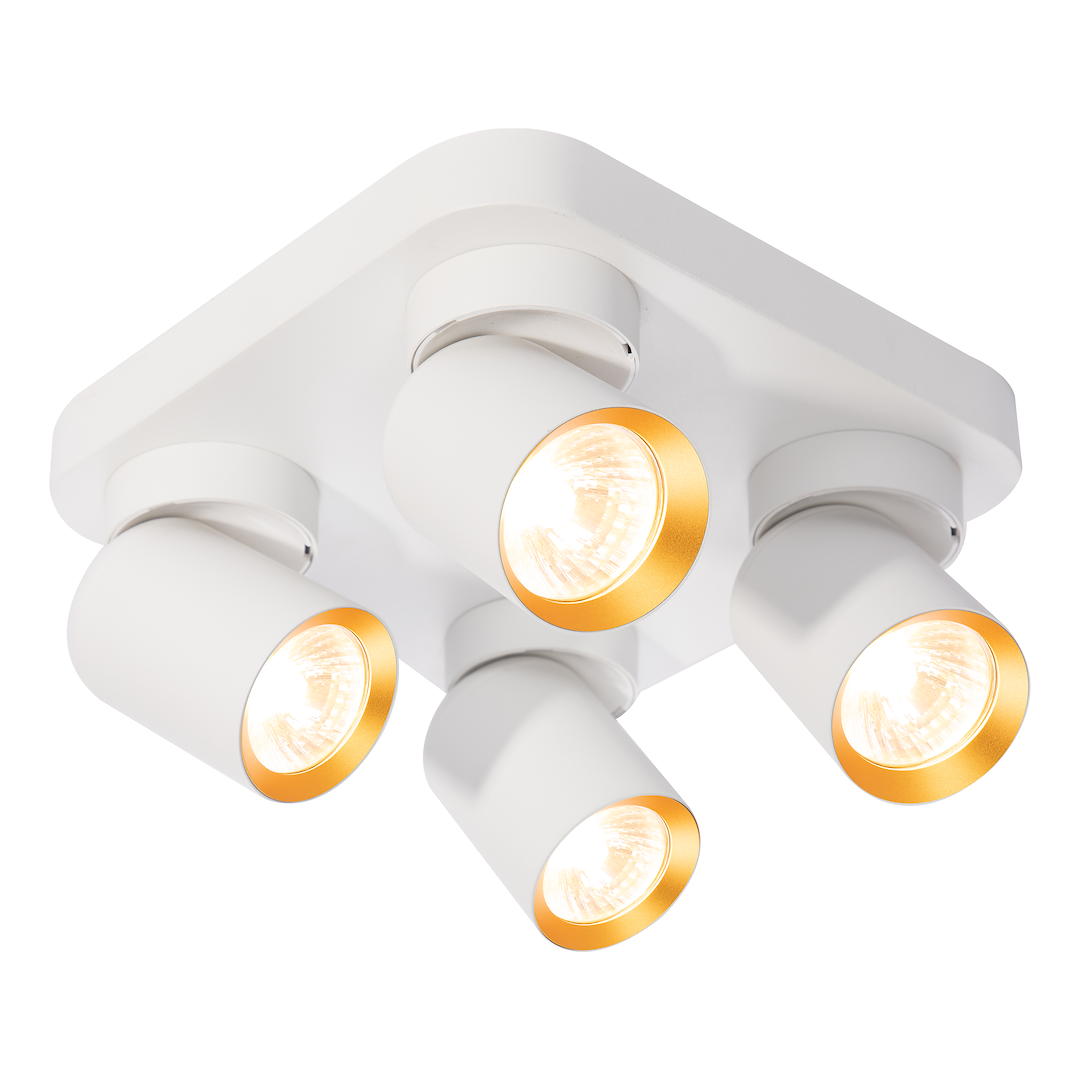 Lustra Andy Premium White & Gold cu 4 Spoturi Reglabile