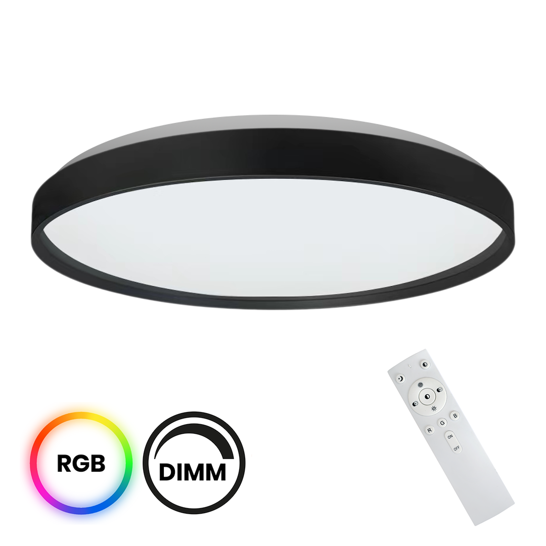 Plafonieră RGB Ringo Rotunda Black Ø39CM Echivalent 350W Telecomanda