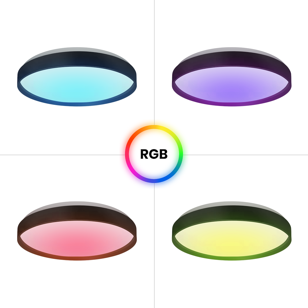 Plafonieră RGB Ringo Rotunda Black Ø39CM Echivalent 350W Telecomanda