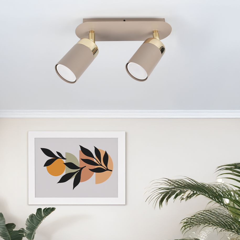 Lustra Joker Premium Beige & Gold cu 2 Spoturi Reglabile