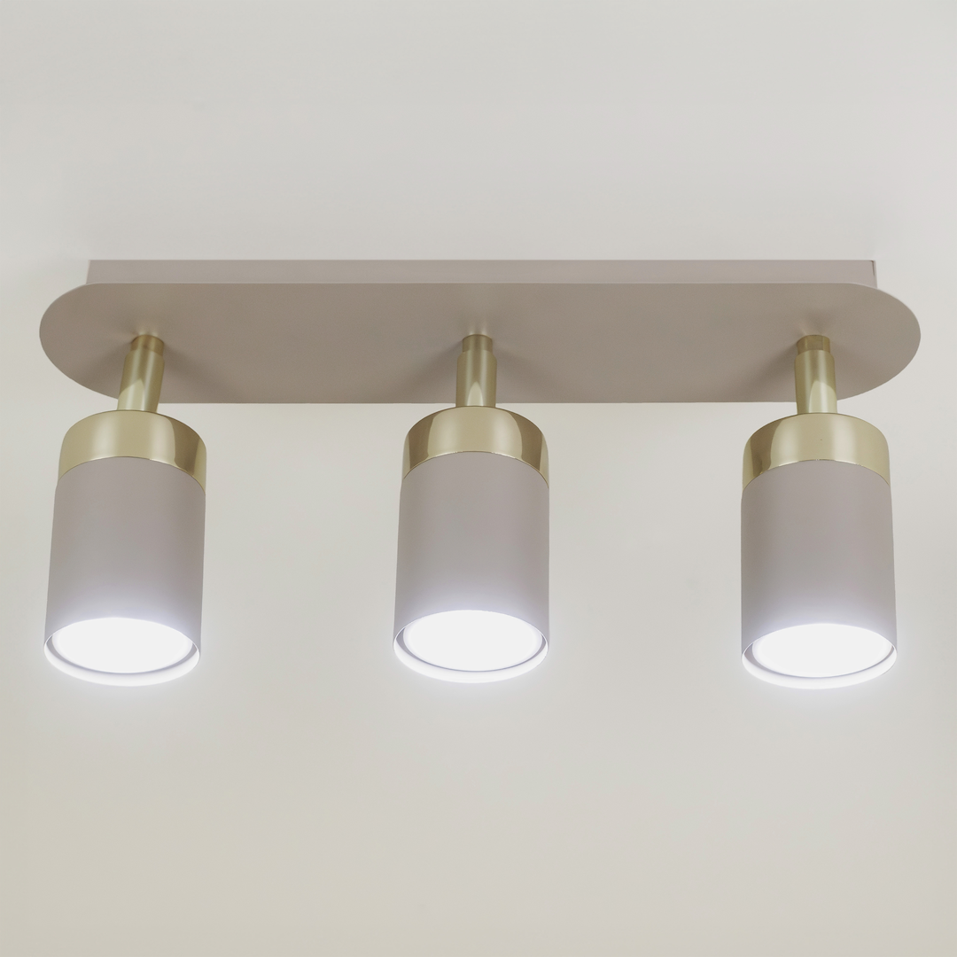 Lustra Joker Premium Beige & Gold cu 3 Spoturi Reglabile