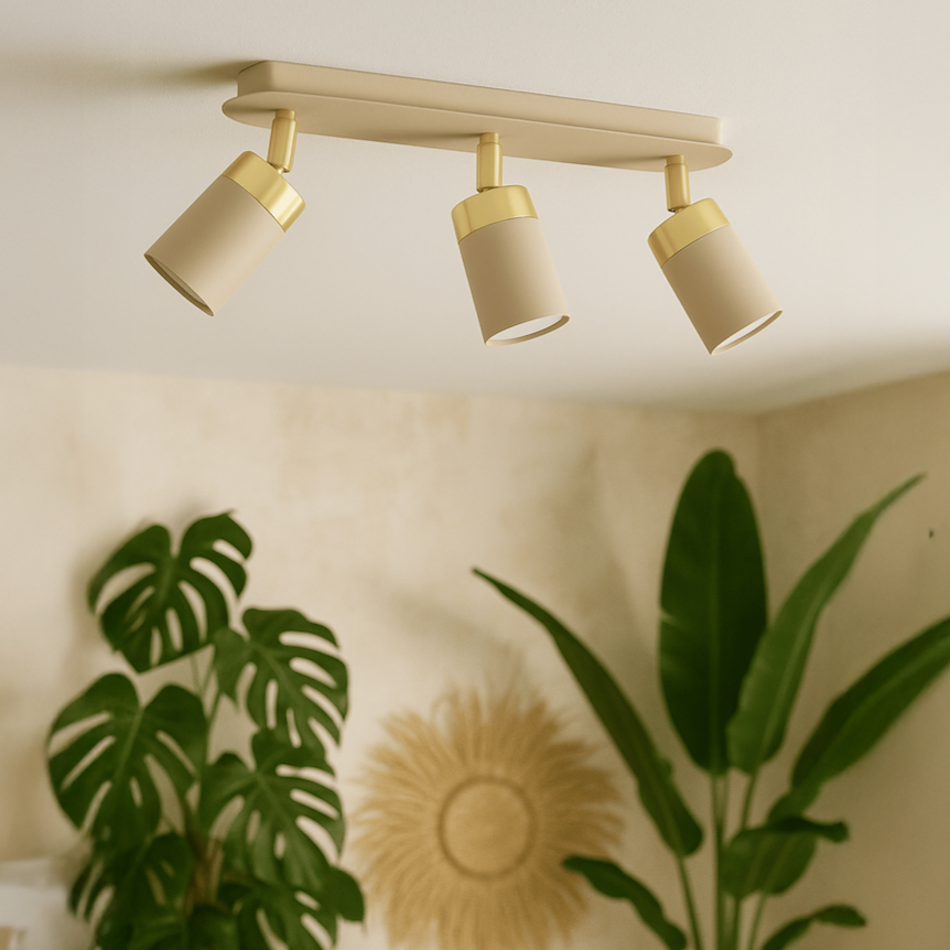 Lustra Joker Premium Beige & Gold cu 3 Spoturi Reglabile
