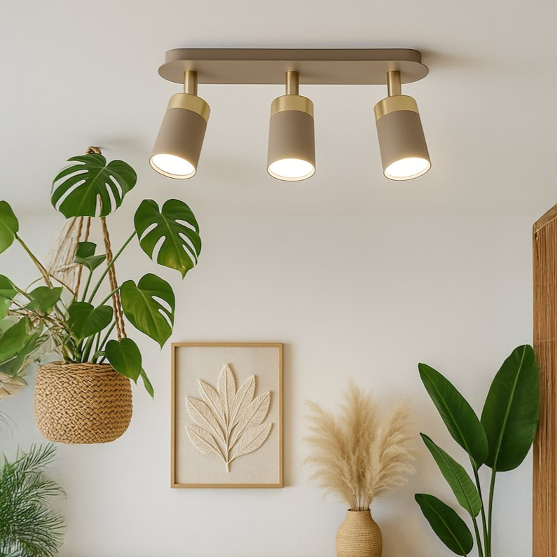 Lustra Joker Premium Beige & Gold cu 3 Spoturi Reglabile