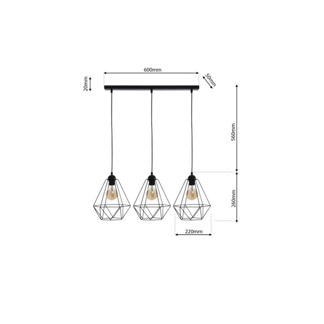 Lustra Suspendata Basket Black Premium 3xE27