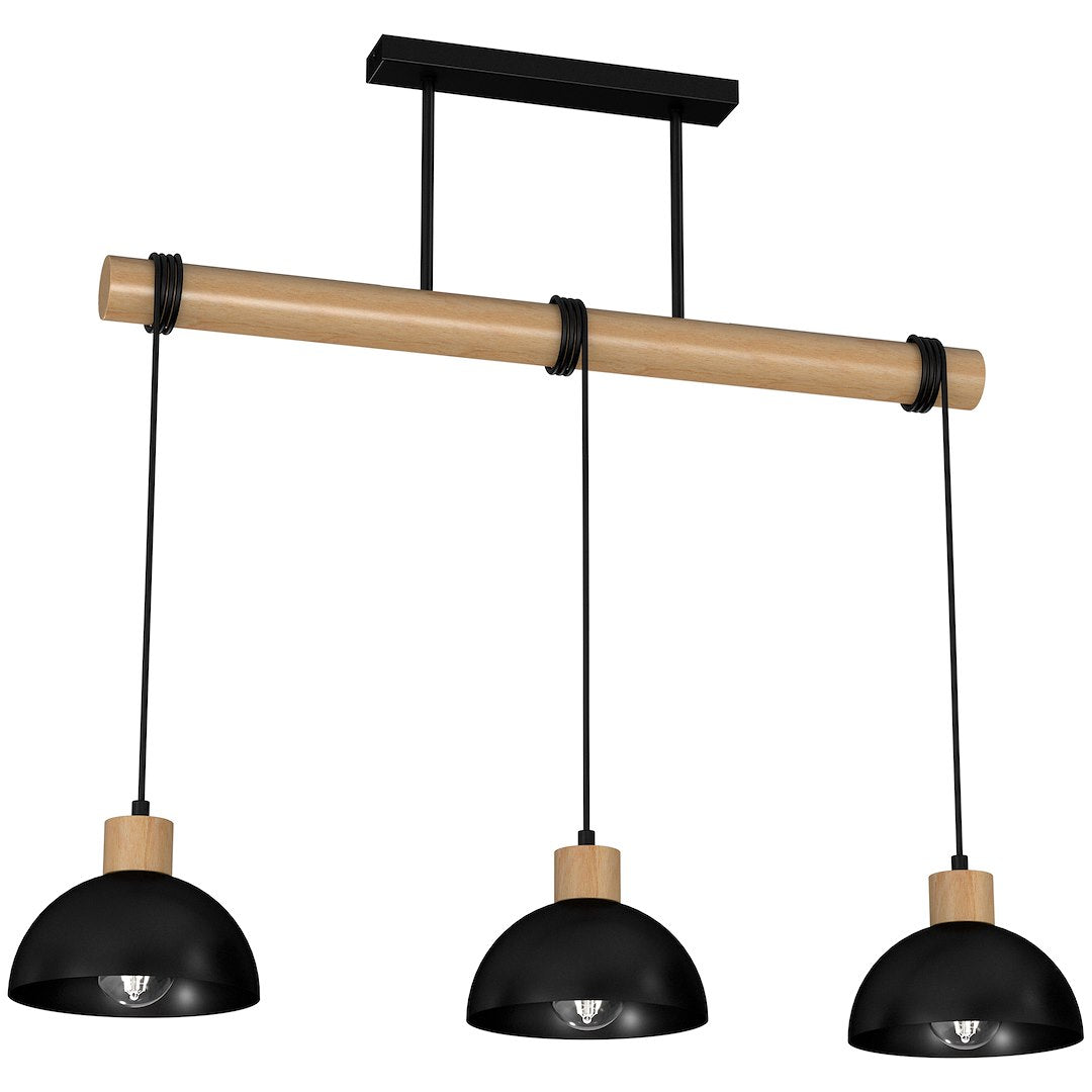 Lustra Suspendata Vintage Erik Black & Wood Premium 3xE27