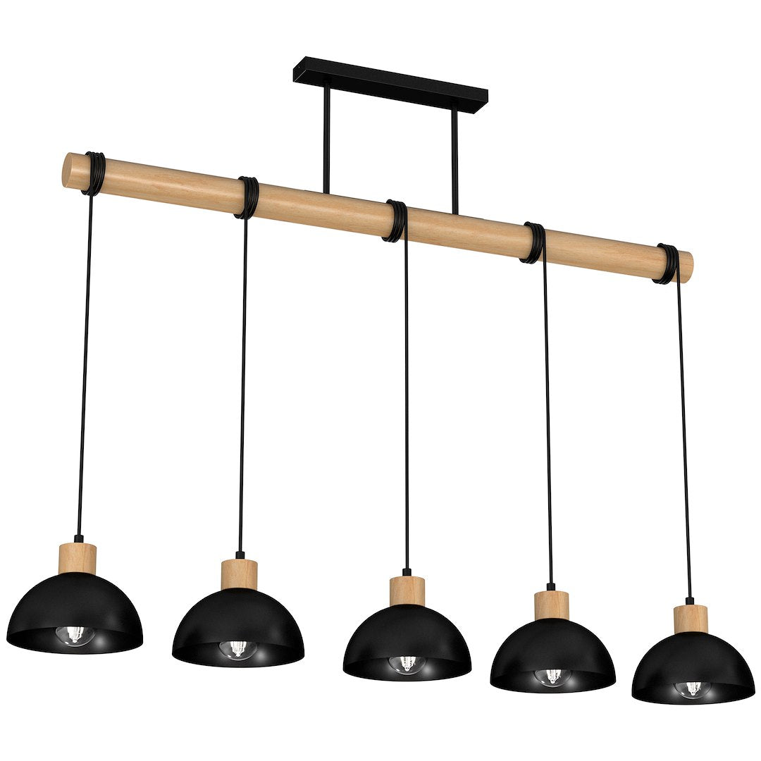 Lustra Suspendata Vintage Erik Black & Wood Premium 5xE27