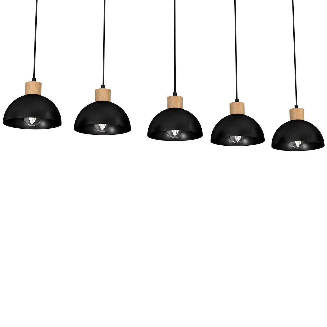 Lustra Suspendata Vintage Erik Black & Wood Premium 5xE27