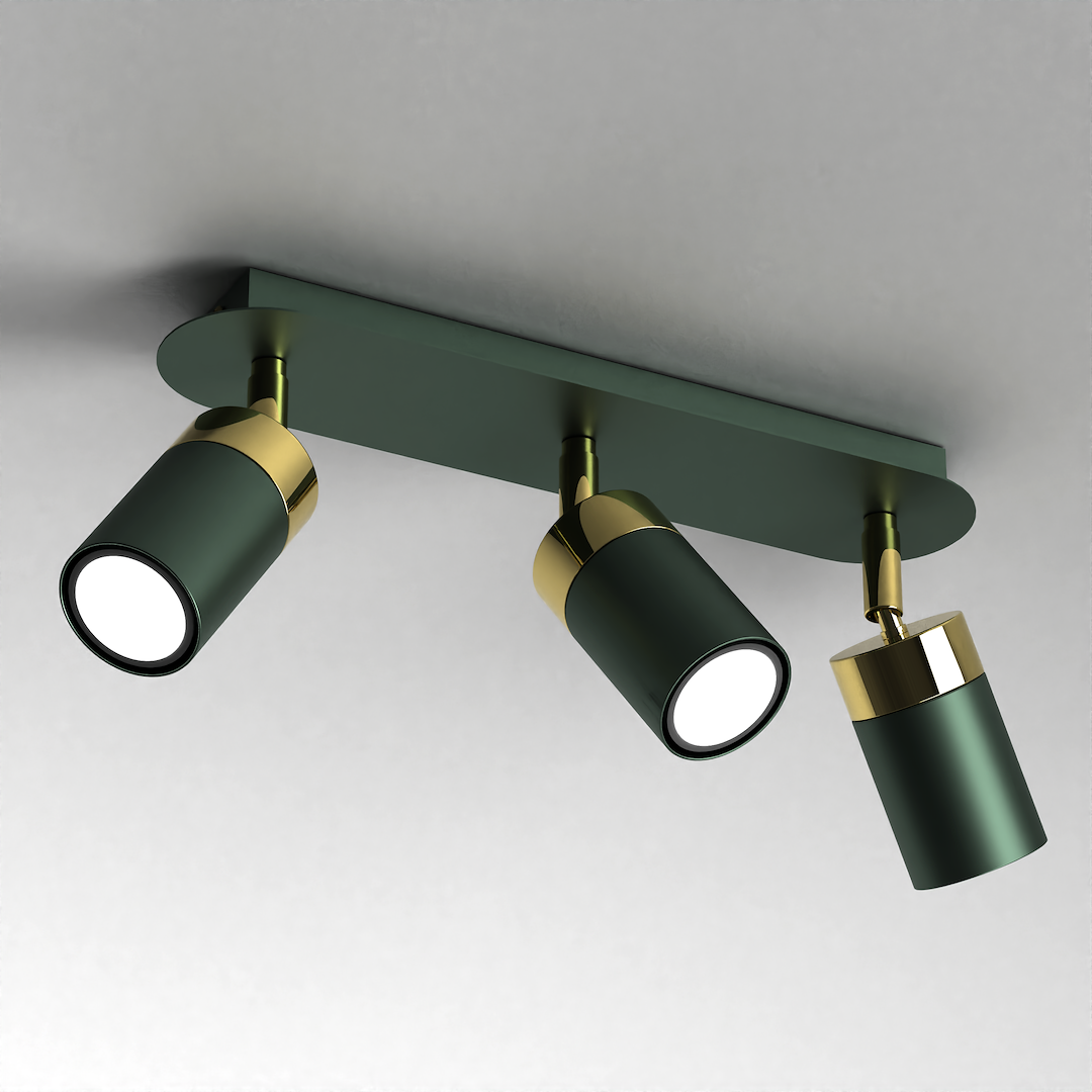 Lustra Joker Premium Green & Gold cu 3 Spoturi Reglabile