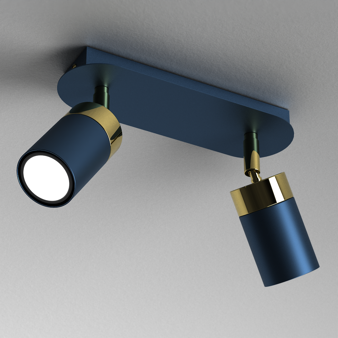 Lustra Joker Premium Dark Blue & Gold cu 2 Spoturi Reglabile