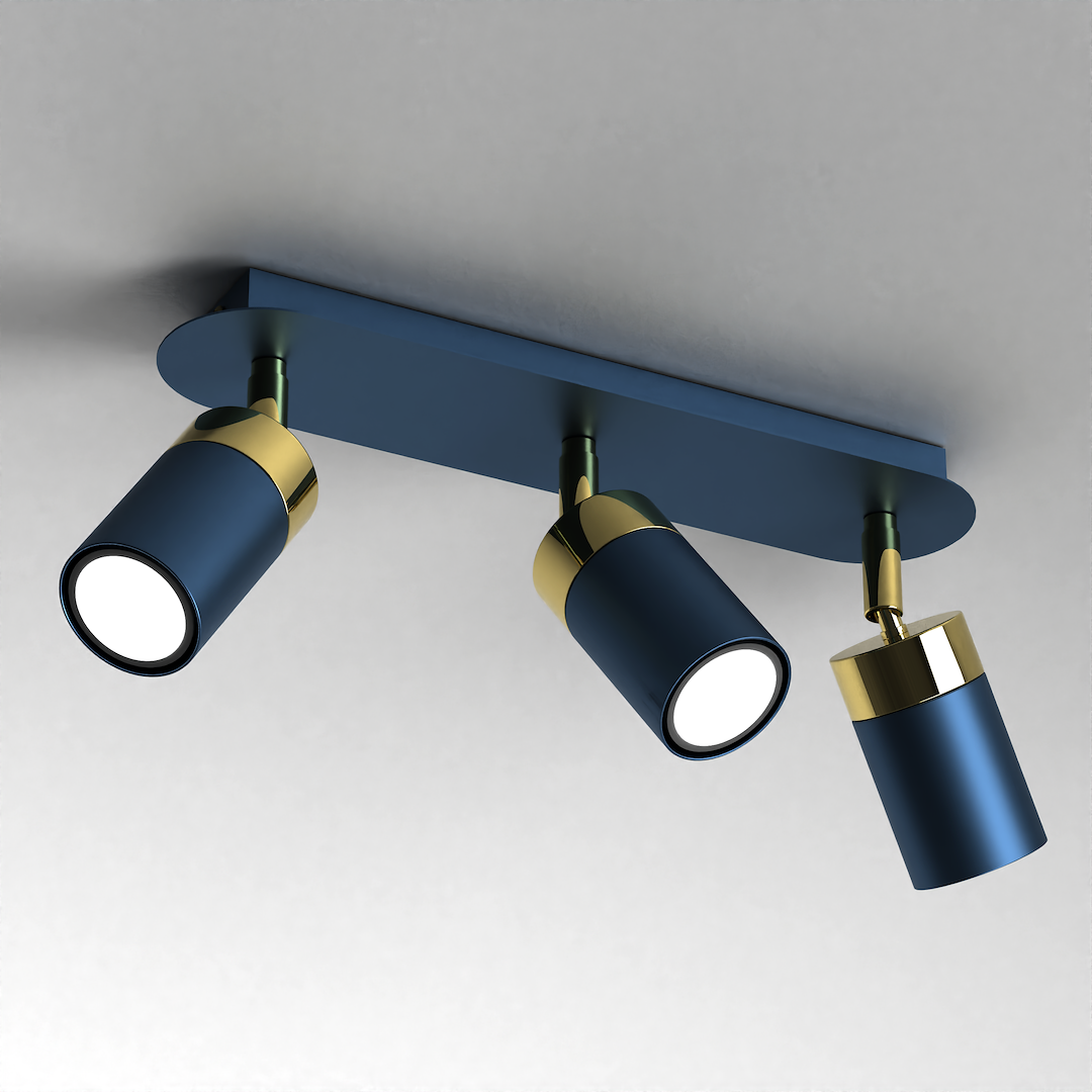 Lustra Joker Premium Dark Blue & Gold cu 3 Spoturi Reglabile