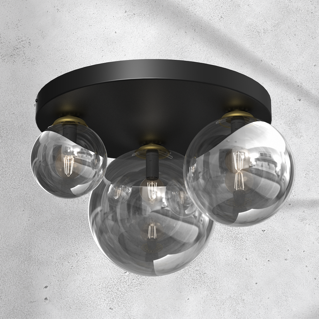 Lustra Reflex Black & Gold Premium 2xE14 + 1xE27