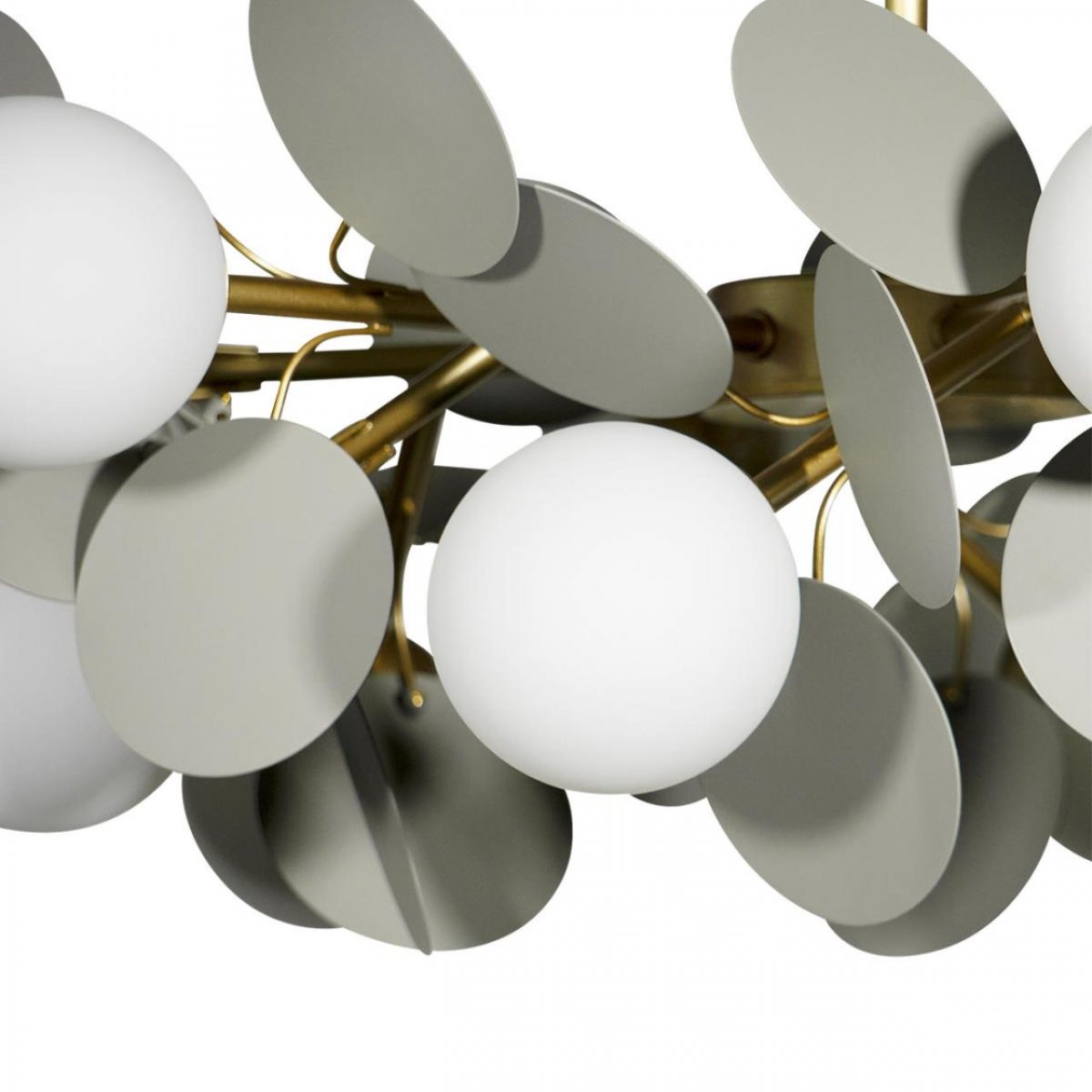 Lustra Suspendata SELVA Gold & Grey Abajur Mat