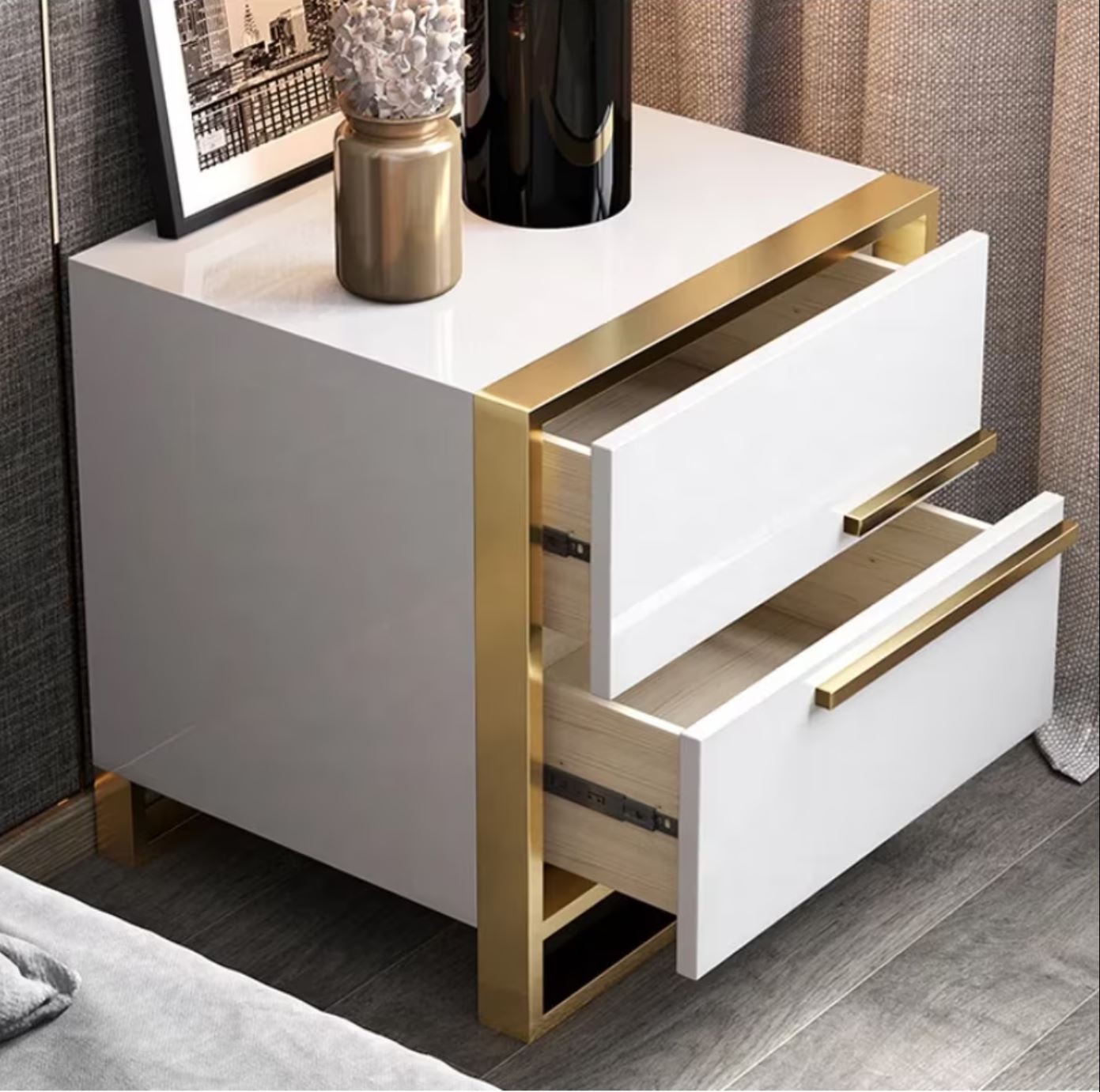 Noptiera cu 2 Sertare Luxury Line Simplicity Alba