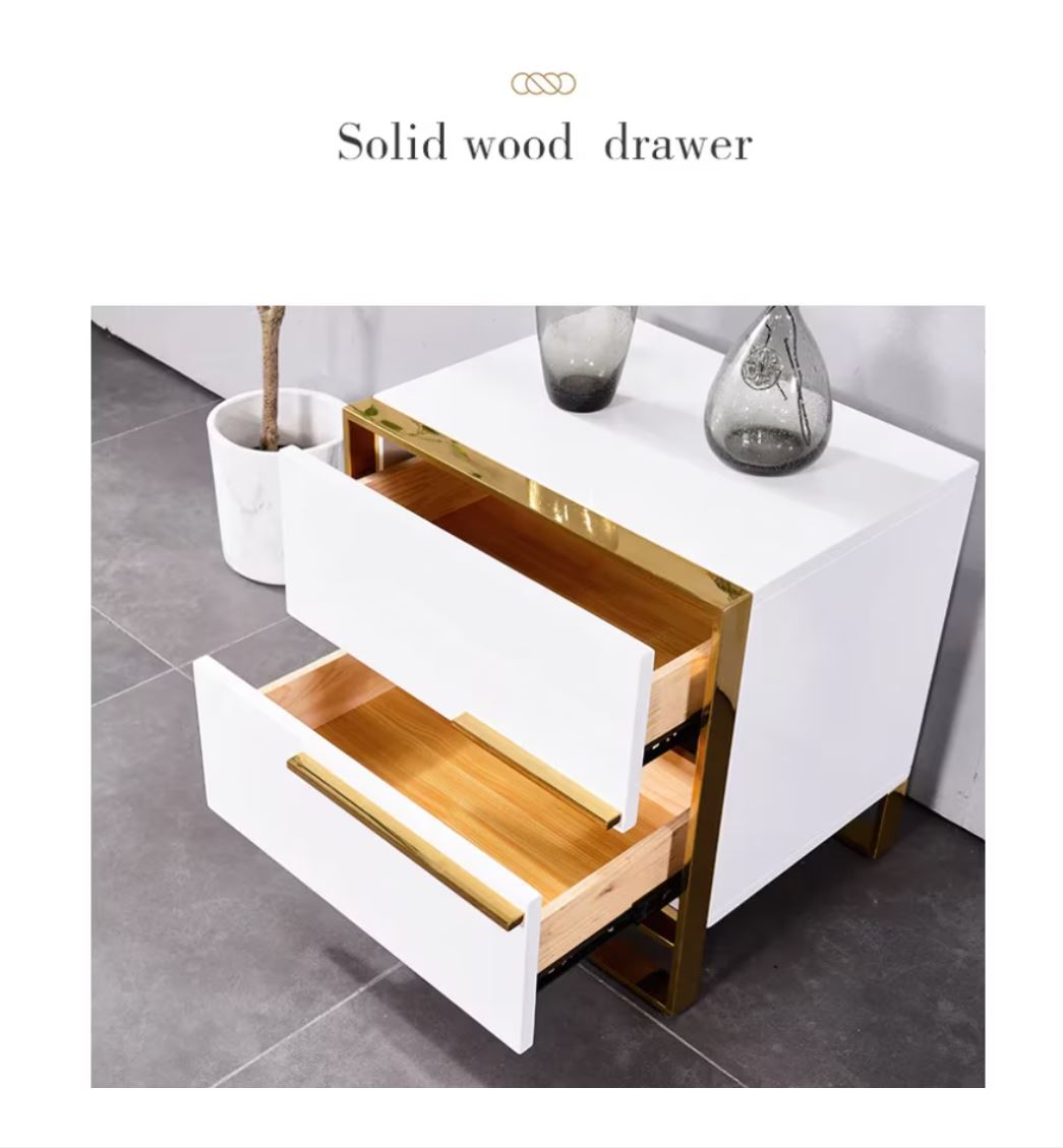 Noptiera cu 2 Sertare Luxury Line Simplicity Alba