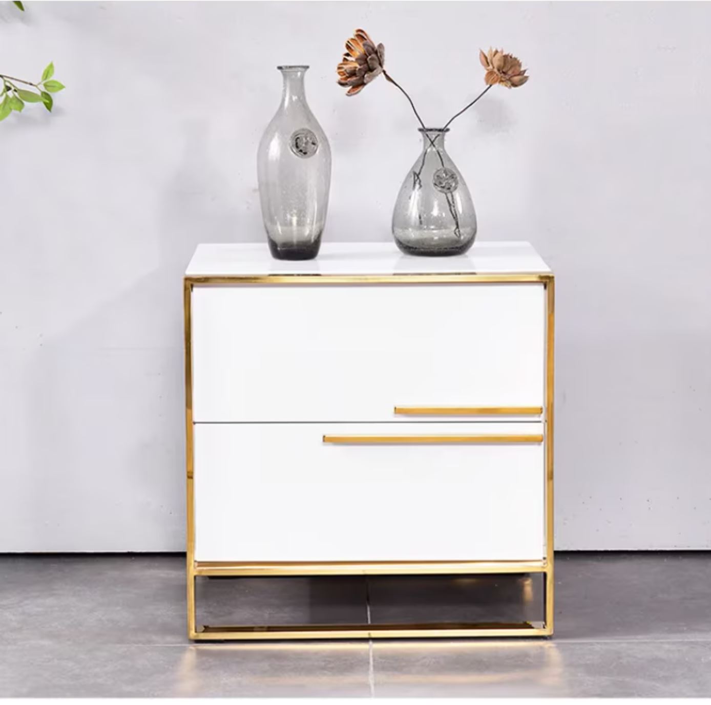 Noptiera cu 2 Sertare Luxury Line Simplicity Alba