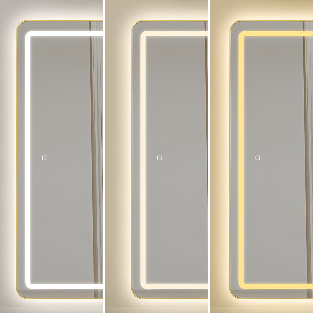 Oglinda LED cu Touch 50x160cm Floor Standing Gold Obtuse Angles