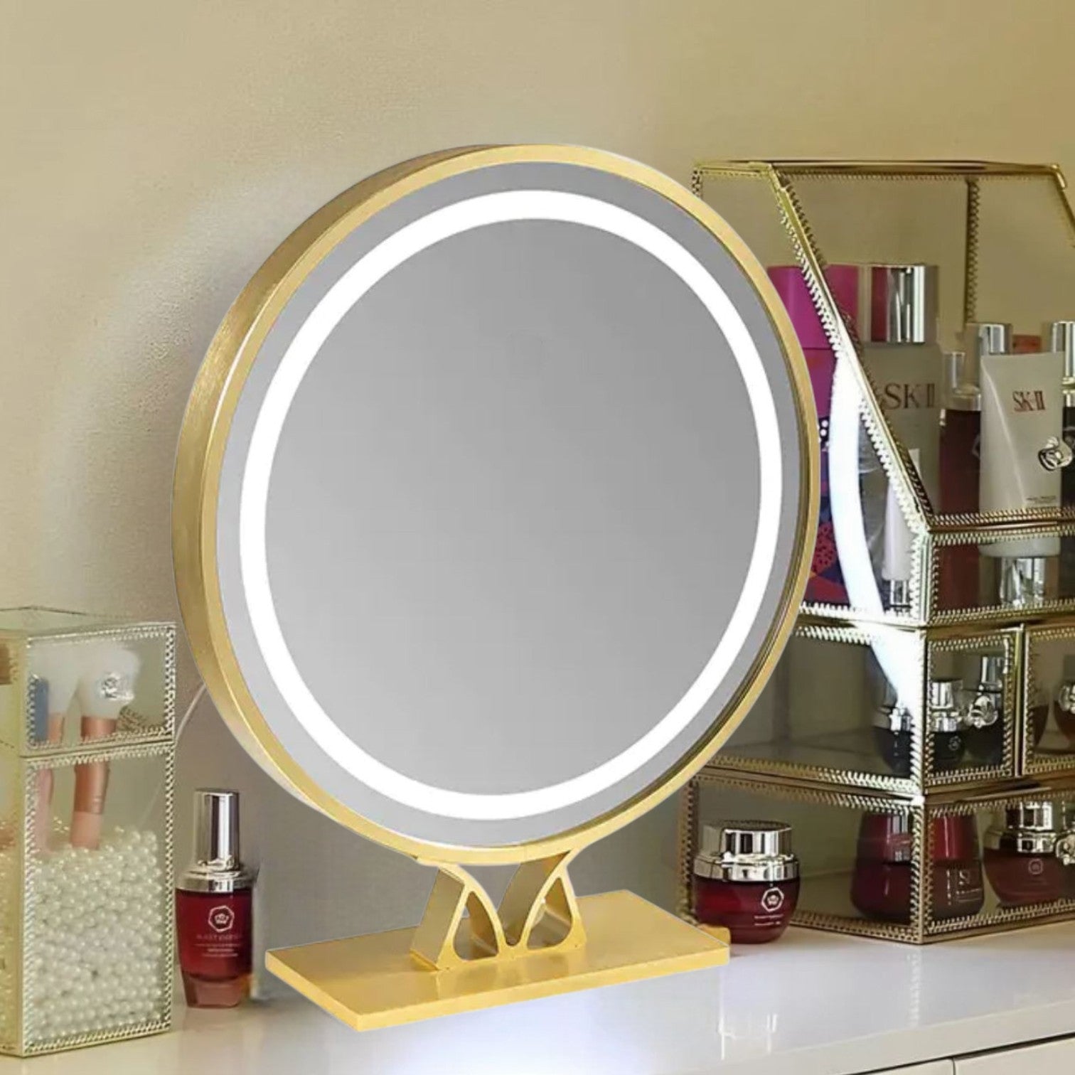 Oglinda LED MAKE-UP Golden Beauty 46cm, 3 Lumini Control Prin Gesturi