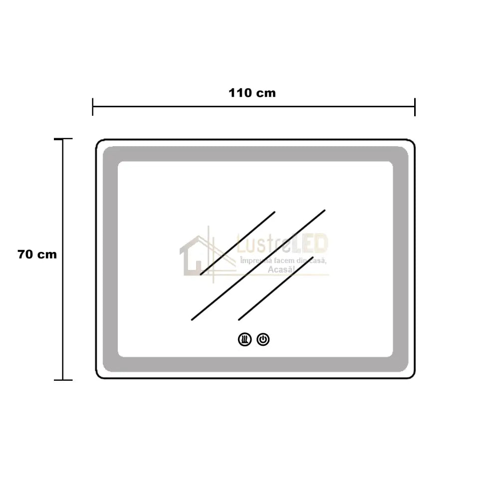 Oglinda Led 110X70Cm Rama Aurie Dezaburire Ceas Temperatura Touch Si 3 Lumini Od058/Gd