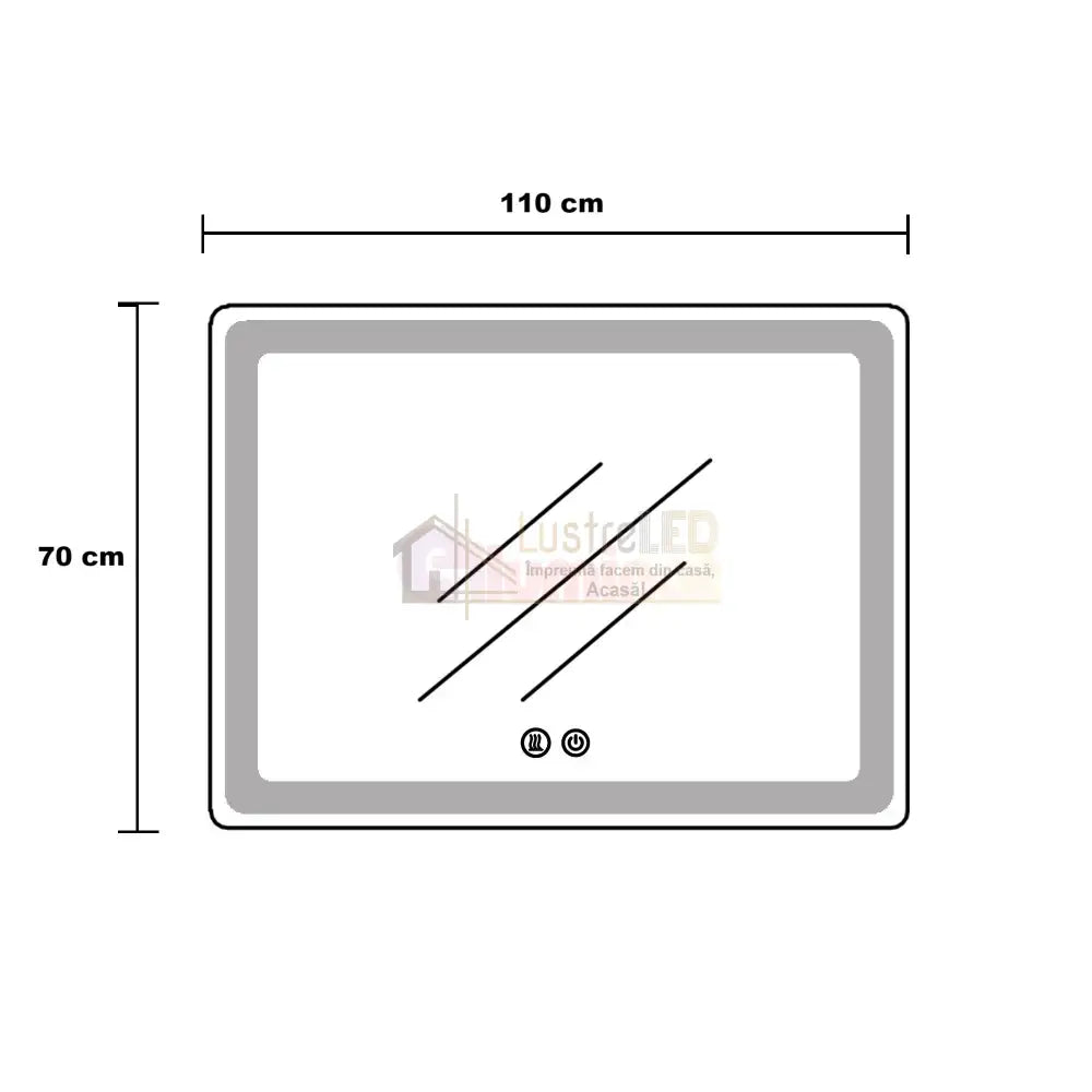 Oglinda Led 110X70Cm Rama Aurie Dezaburire Ceas Temperatura Touch Si 3 Lumini Od058/Gd Mirror