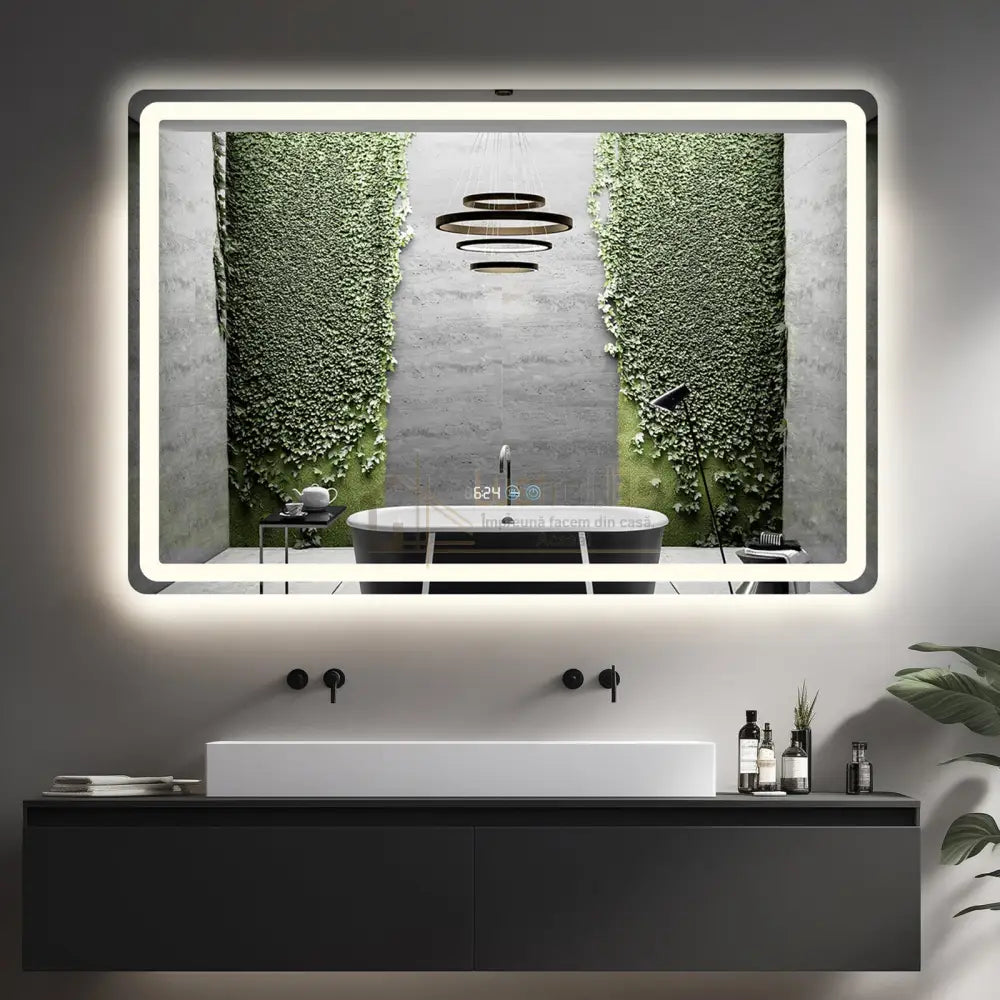 Oglinda Led 120X80Cm Dezaburire Ceas Temperatura Touch Si 3 Lumini Od058
