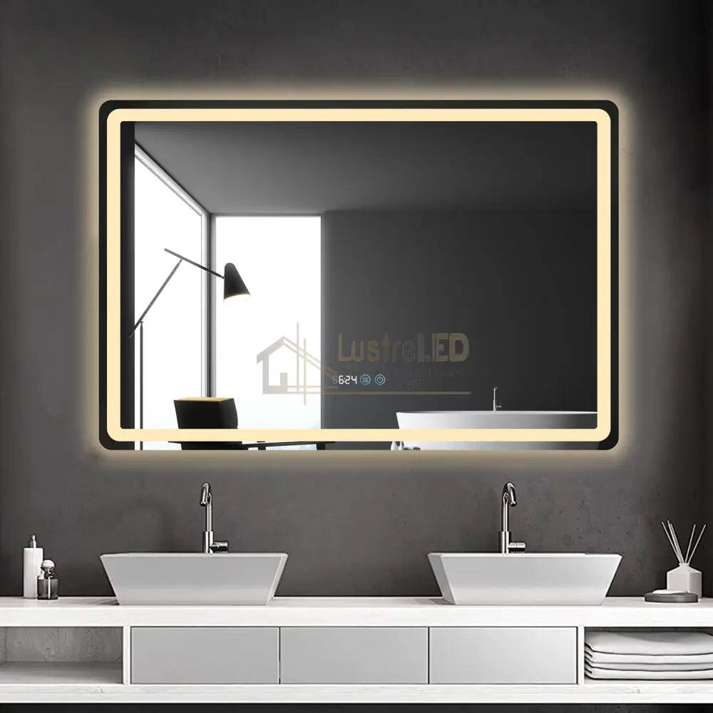 Oglinda Led 120X80Cm Dezaburire Ceas Temperatura Touch Si 3 Lumini Od058