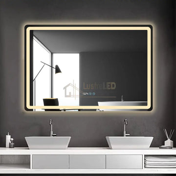 Oglinda LED 120x80cm Dezaburire, Ceas, Temperatura, Touch si 3 Lumini OD058