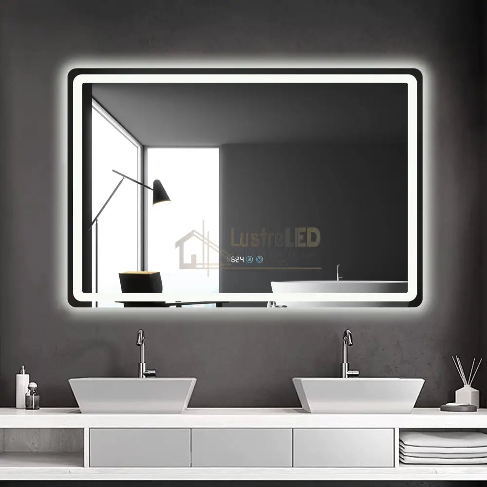 Oglinda Led 120X80Cm Dezaburire Ceas Temperatura Touch Si 3 Lumini Od058
