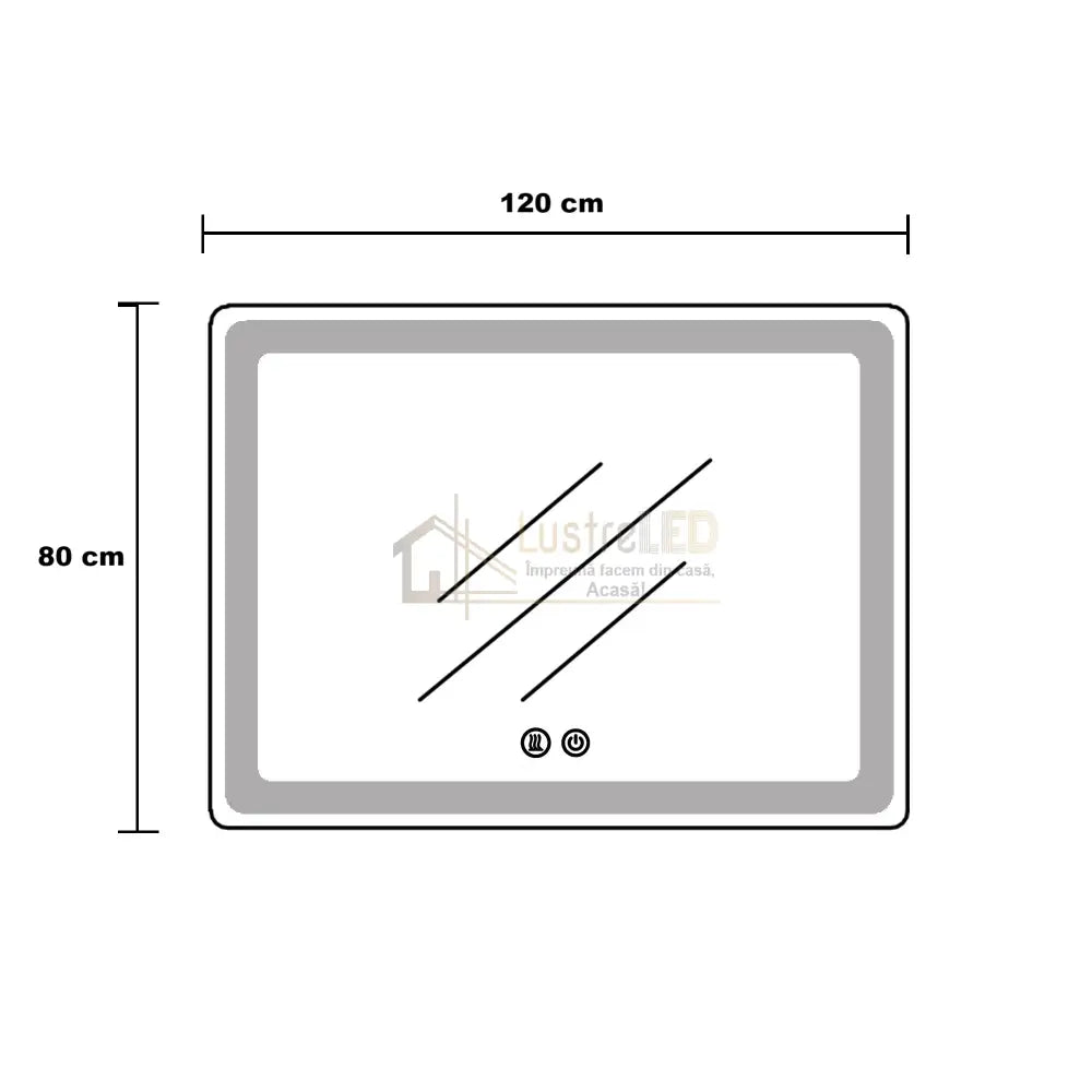 Oglinda Led 120X80Cm Dezaburire Ceas Temperatura Touch Si 3 Lumini Od058