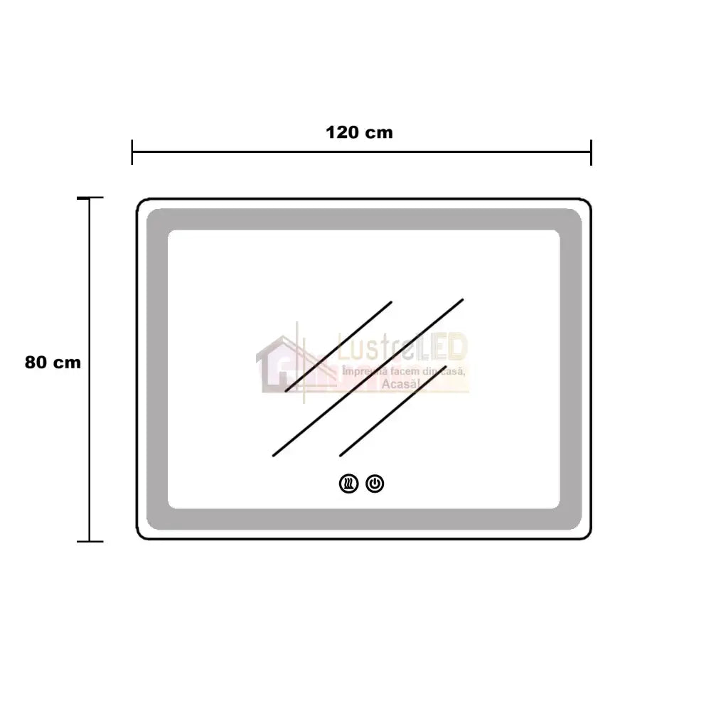 Oglinda Led 120X80Cm Dezaburire Ceas Temperatura Touch Si 3 Lumini Od058 Mirror