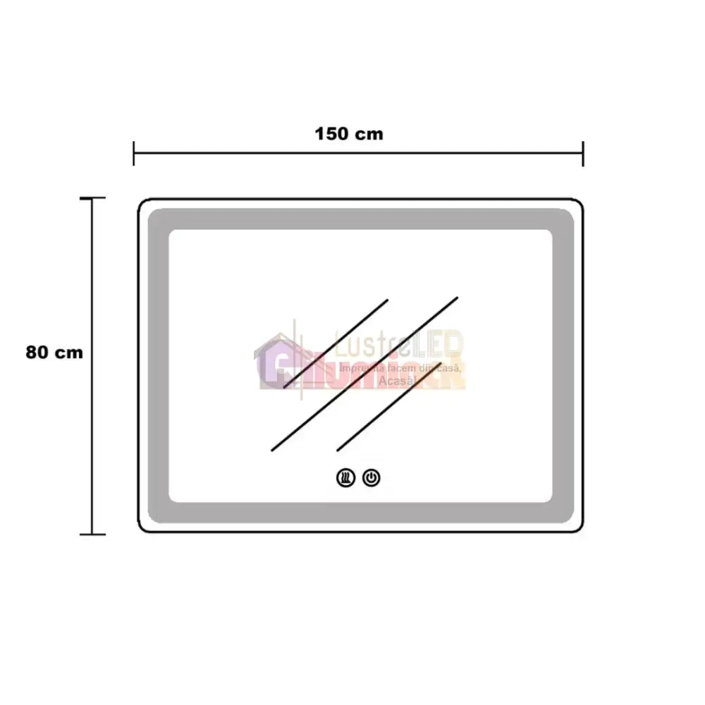 Oglinda LED 150x80CM cu Senzor Radar, 3 Lumini, Touch, Dezaburire, Ceas, Termometru lustreled.ro
