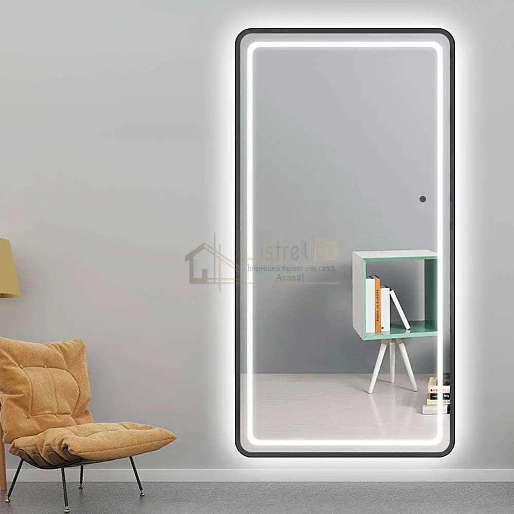 Oglinda Led 45X140Cm Rama Neagra Cu Functie Touch M1181S Led Mirror