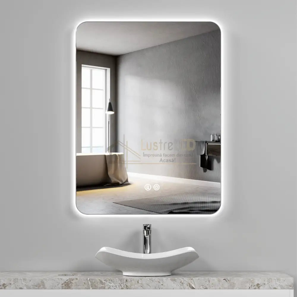 Oglinda Led 50X70Cm 3 Lumini Dezaburire Si Touch Od030 Led Mirror