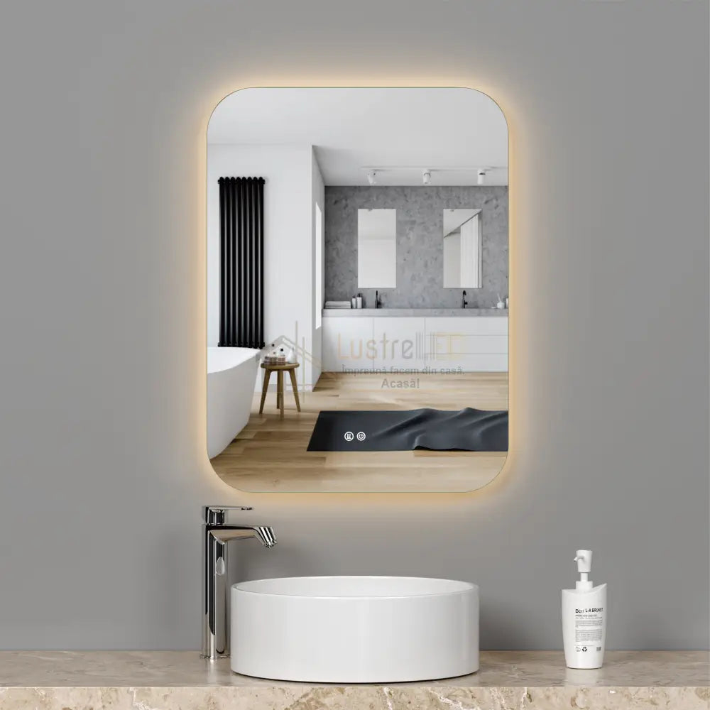 Oglinda Led 50X70Cm 3 Lumini Dezaburire Si Touch Od038 Led Mirror