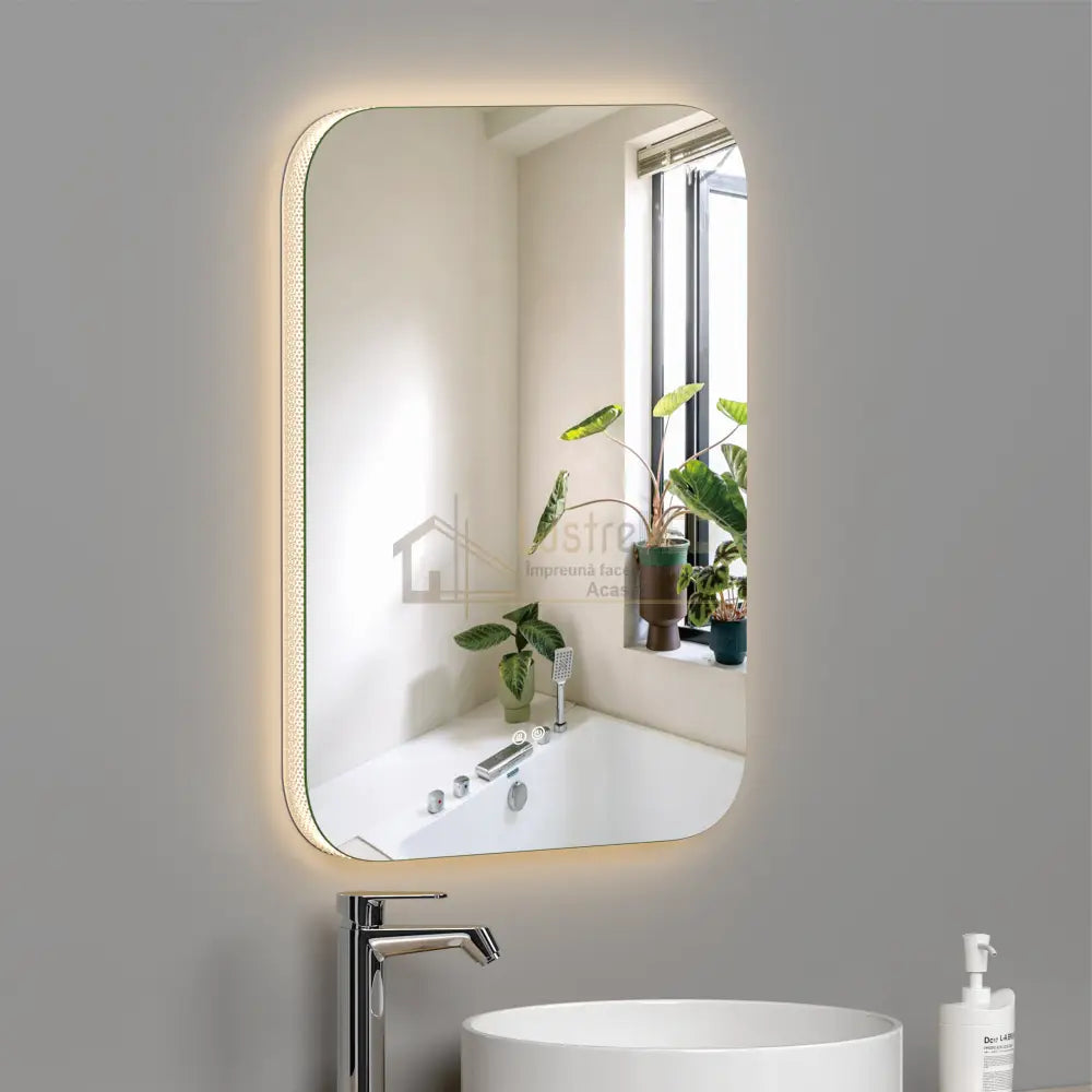 Oglinda Led 50X70Cm 3 Lumini Dezaburire Si Touch Od038 Led Mirror