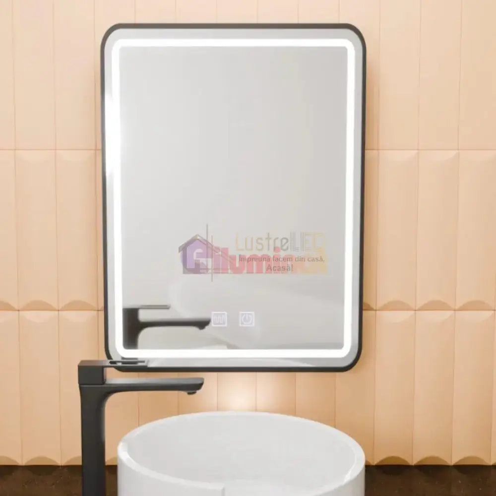 Oglinda LED 50X70cm cu Functie Dezaburire si Touch 50X70CM / NEAGRA LED MIRROR