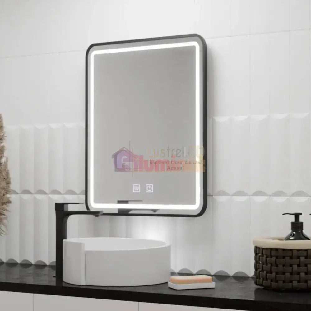 Oglinda LED 50X70cm cu Functie Dezaburire si Touch 50X70CM / NEAGRA LED MIRROR
