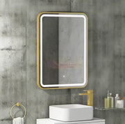 Oglinda Led 50X70Cm Rama Aurie Cu Dezaburire Si Touch J35Cp Mirror
