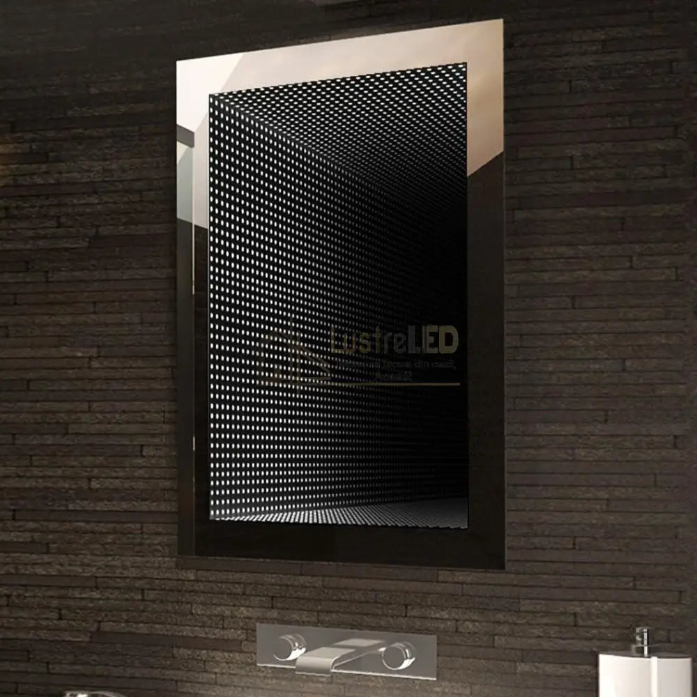 Oglinda LED 60x80cm 3D Rama Neagra Senzor si 3 Lumini W09 led mirror