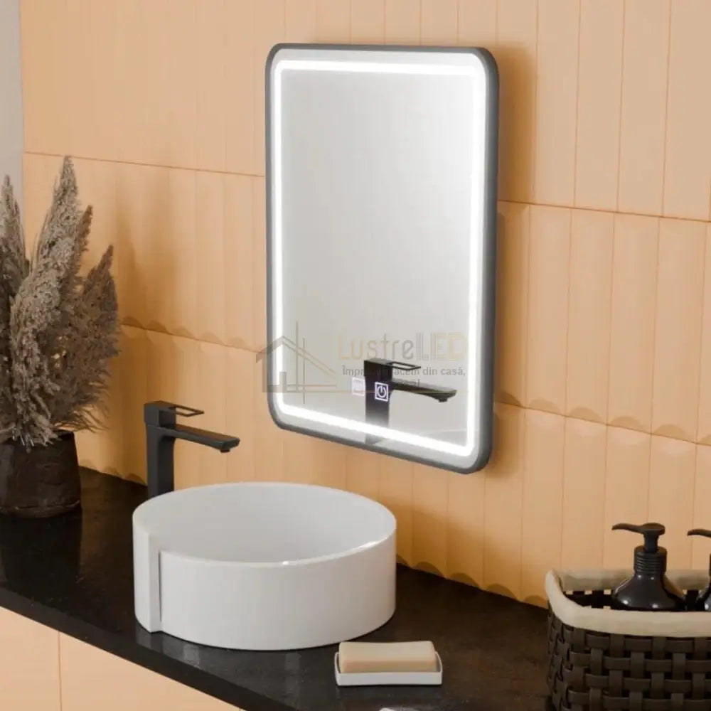 Oglinda LED 60X80cm cu Functie Dezaburire si Touch 60X80CM / NEAGRA LED MIRROR